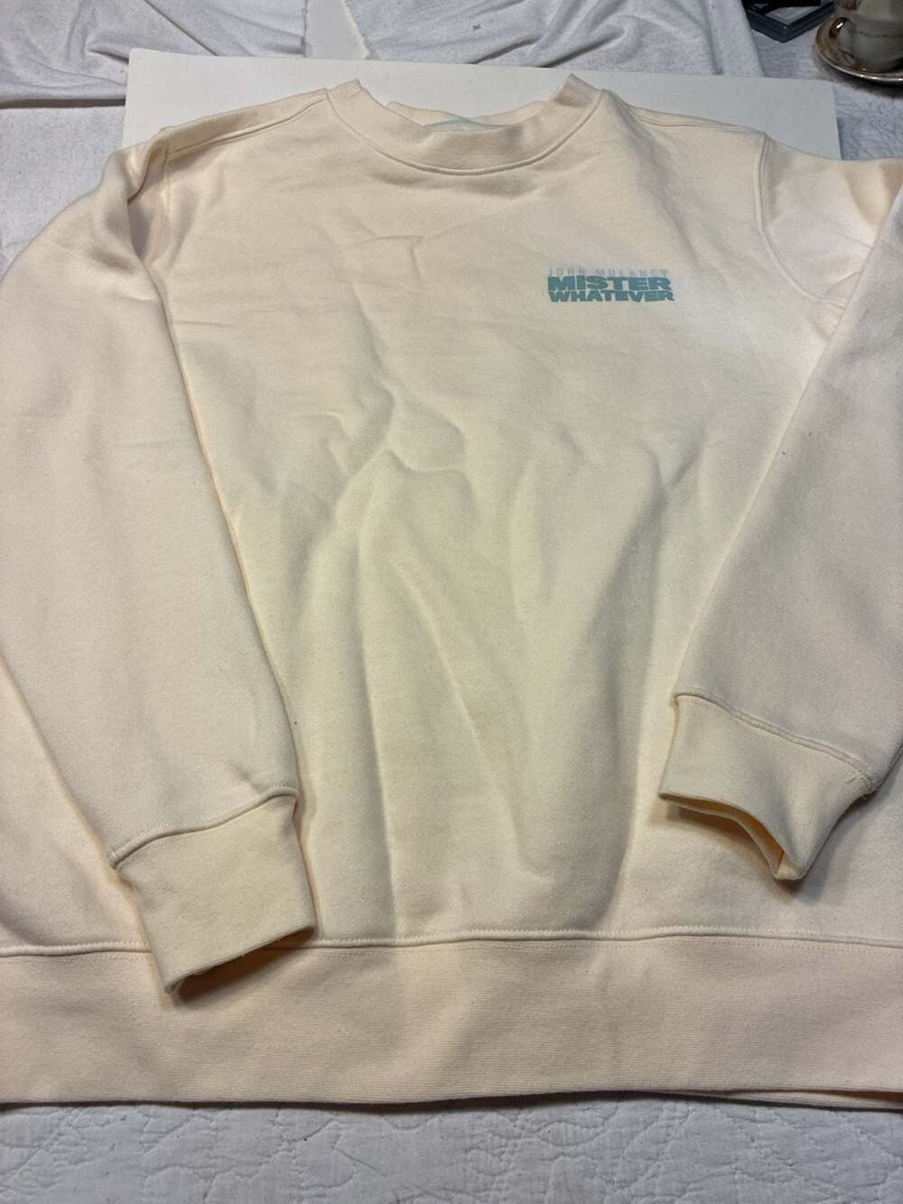 John Mulaney Mister Whatever Sweatshirt Size Small Cream Crewneck